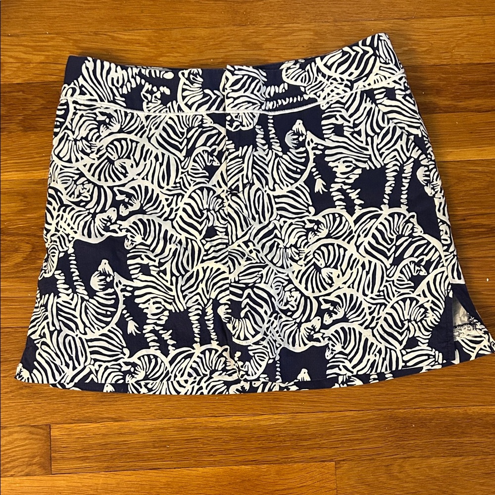 Navy and White Print Skirt